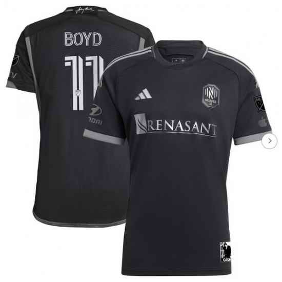 Mens Nashville SC Tyler Boyd adidas Black 2024 Man In Black Kit Authentic Player Jersey